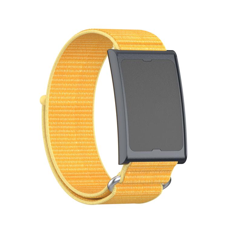 For Amazfit Helio Strap Metal Ring Two Sections Nylon Hook and Loop Fastener Watch Band(Pale Yellow) by bashfashion
