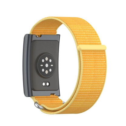 For Amazfit Helio Strap Metal Ring Two Sections Nylon Hook and Loop Fastener Watch Band(Pale Yellow) by bashfashion