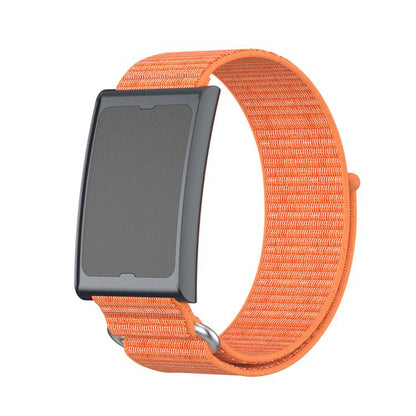 For Amazfit Helio Strap Metal Ring Two Sections Nylon Hook and Loop Fastener Watch Band(Bright Orange) by bashfashion