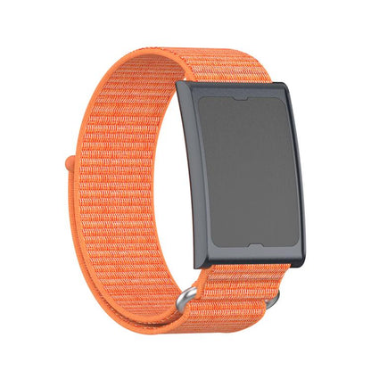For Amazfit Helio Strap Metal Ring Two Sections Nylon Hook and Loop Fastener Watch Band(Bright Orange) by bashfashion