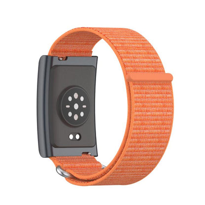 For Amazfit Helio Strap Metal Ring Two Sections Nylon Hook and Loop Fastener Watch Band(Bright Orange) by bashfashion