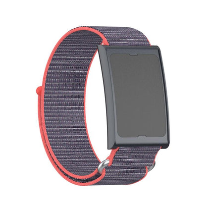 For Amazfit Helio Strap Metal Ring Two Sections Nylon Hook and Loop Fastener Watch Band(Glossy Pink) by bashfashion