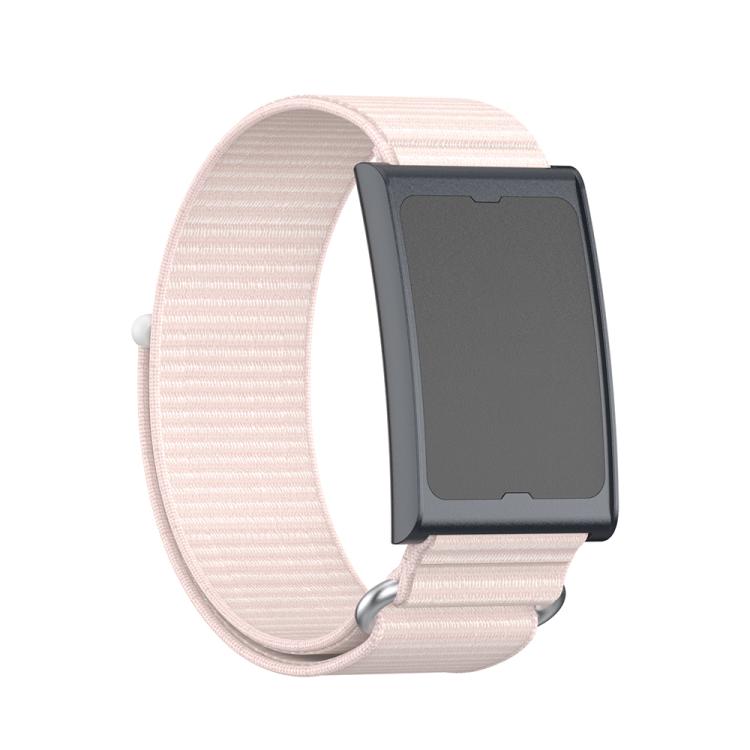 For Amazfit Helio Strap Metal Ring Two Sections Nylon Hook and Loop Fastener Watch Band(Pearl Pink) by bashfashion