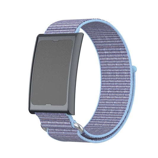 For Amazfit Helio Strap Metal Ring Two Sections Nylon Hook and Loop Fastener Watch Band(Azure Blue) by bashfashion