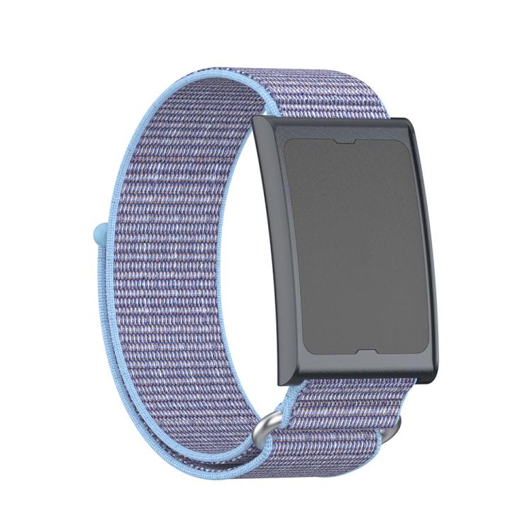 For Amazfit Helio Strap Metal Ring Two Sections Nylon Hook and Loop Fastener Watch Band(Azure Blue) by bashfashion