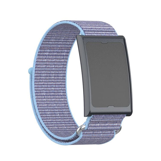 For Amazfit Helio Strap Metal Ring Two Sections Nylon Hook and Loop Fastener Watch Band(Azure Blue) by bashfashion