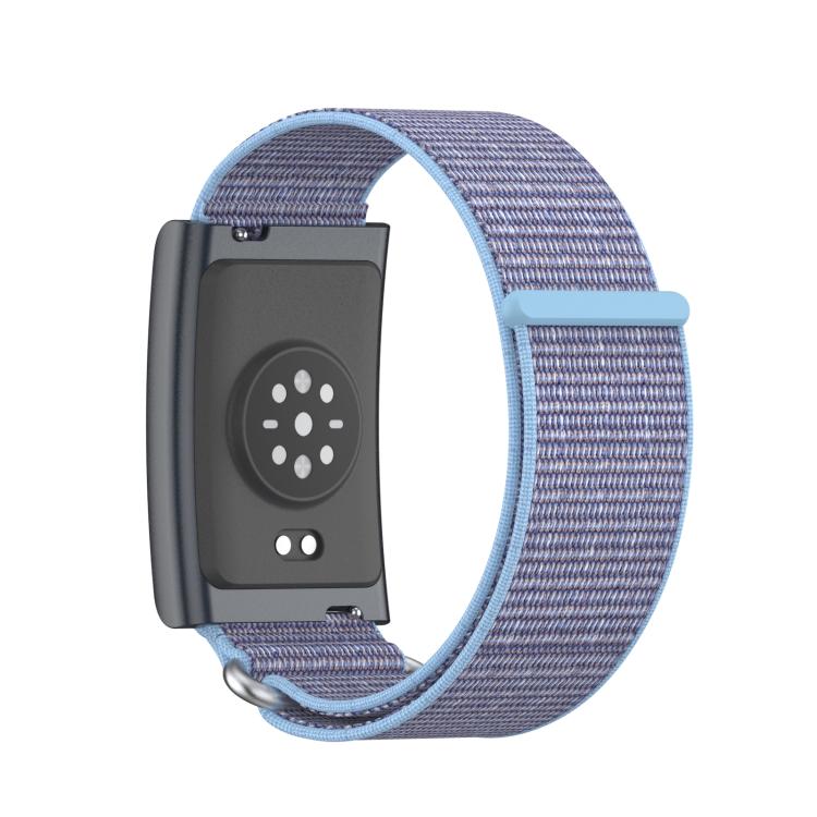For Amazfit Helio Strap Metal Ring Two Sections Nylon Hook and Loop Fastener Watch Band(Azure Blue) by bashfashion