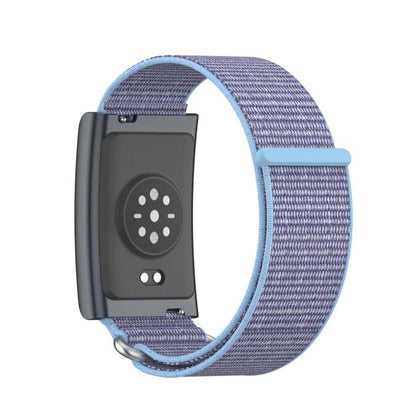 For Amazfit Helio Strap Metal Ring Two Sections Nylon Hook and Loop Fastener Watch Band(Azure Blue) by bashfashion
