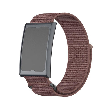 For Amazfit Helio Strap Metal Ring Two Sections Nylon Hook and Loop Fastener Watch Band(Smokey Purple) by bashfashion