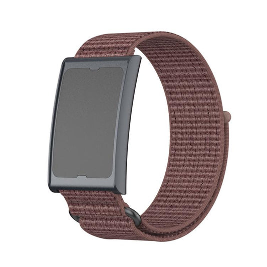 For Amazfit Helio Strap Metal Ring Two Sections Nylon Hook and Loop Fastener Watch Band(Smokey Purple) by bashfashion