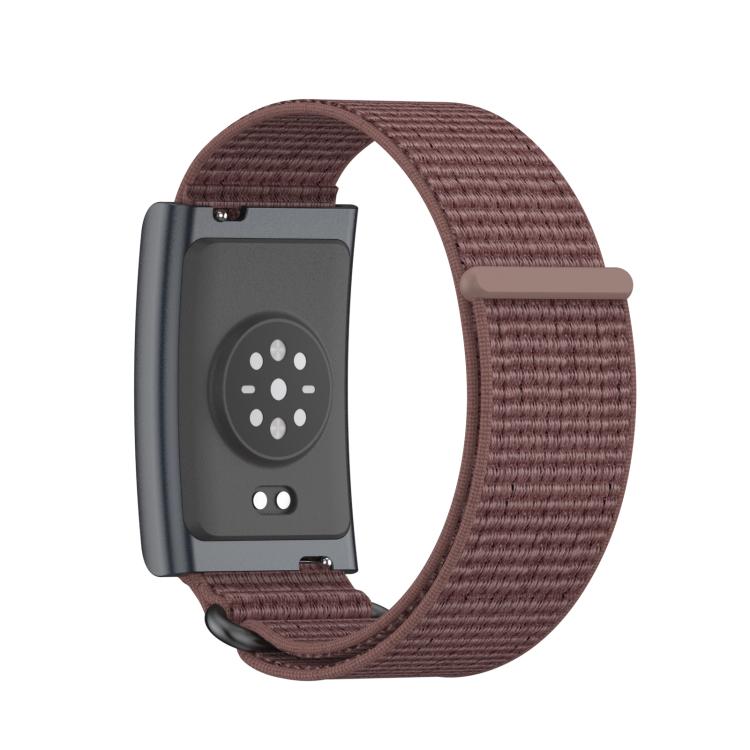 For Amazfit Helio Strap Metal Ring Two Sections Nylon Hook and Loop Fastener Watch Band(Smokey Purple) by bashfashion