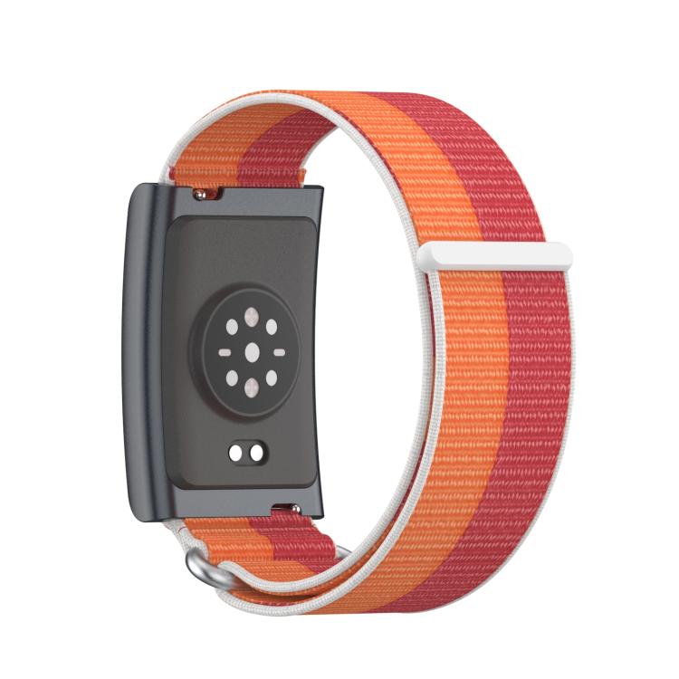 For Amazfit Helio Strap Metal Ring Two Sections Nylon Hook and Loop Fastener Watch Band(Peony) by bashfashion