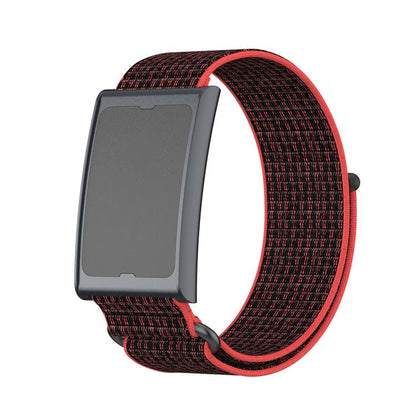 For Amazfit Helio Strap Metal Ring Two Sections Nylon Hook and Loop Fastener Watch Band(Red Black) by bashfashion