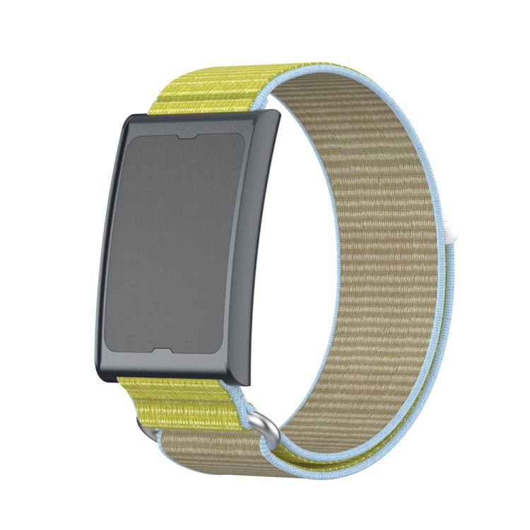 For Amazfit Helio Strap Metal Ring Two Sections Nylon Hook and Loop Fastener Watch Band(Camel) by bashfashion