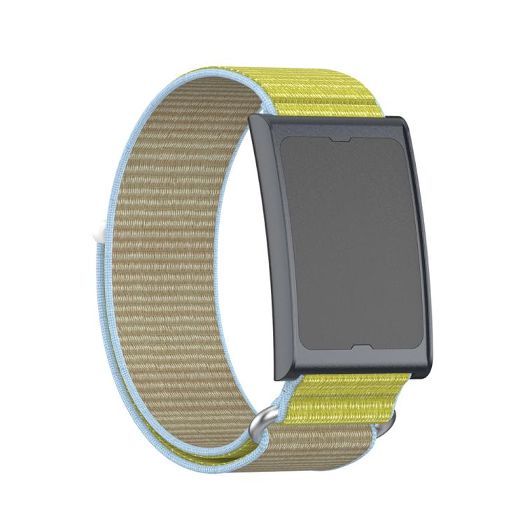 For Amazfit Helio Strap Metal Ring Two Sections Nylon Hook and Loop Fastener Watch Band(Camel) by bashfashion