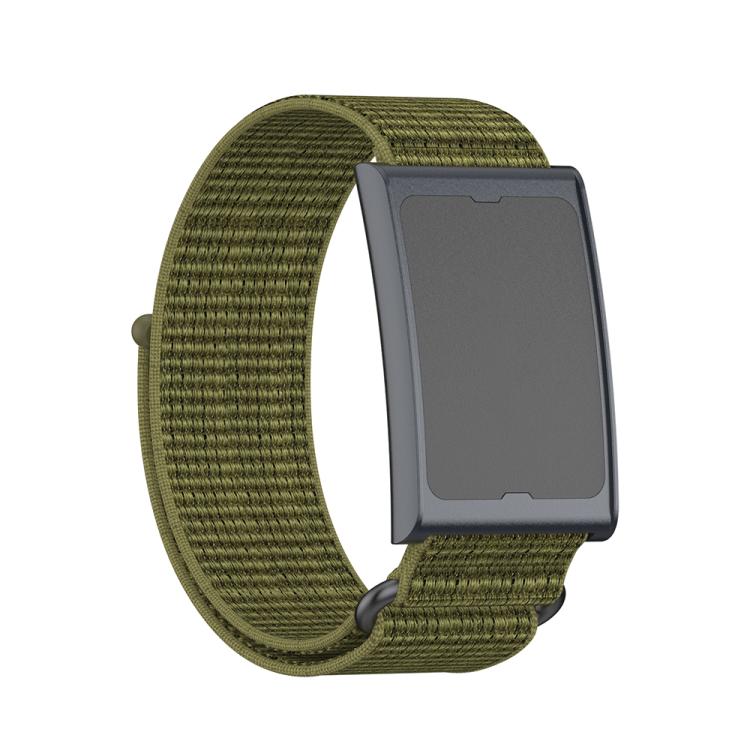 For Amazfit Helio Strap Metal Ring Two Sections Nylon Hook and Loop Fastener Watch Band(Olive Green) by bashfashion