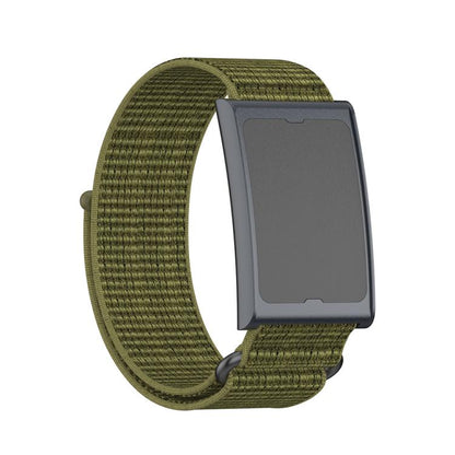 For Amazfit Helio Strap Metal Ring Two Sections Nylon Hook and Loop Fastener Watch Band(Olive Green) by bashfashion