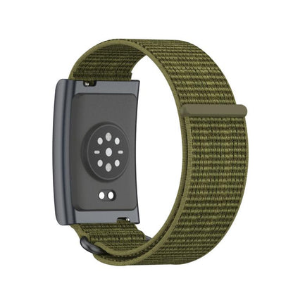 For Amazfit Helio Strap Metal Ring Two Sections Nylon Hook and Loop Fastener Watch Band(Olive Green) by bashfashion