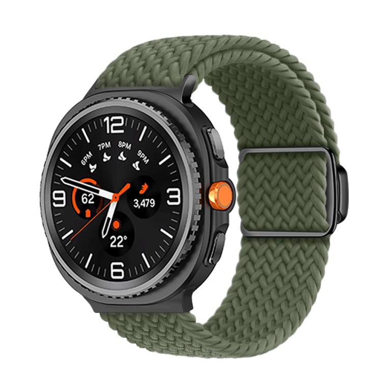 For Samsung Galaxy Watch8 / Watch8 Classic Magnetic Buckle Braided Nylon Watch Band(Olive Green) by bashfashion