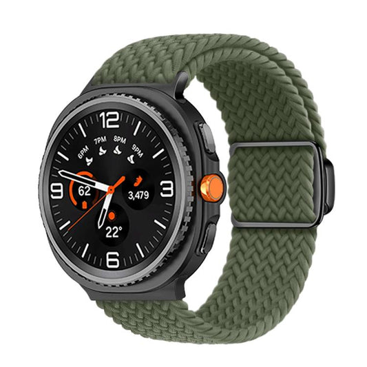 For Samsung Galaxy Watch8 / Watch8 Classic Magnetic Buckle Braided Nylon Watch Band(Olive Green) by bashfashion