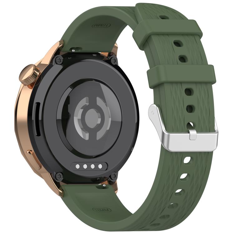 For OnePlus Watch 3 43mm Rhombic Texture Groove Silicone Watch Band(Dark Green) by bashfashion