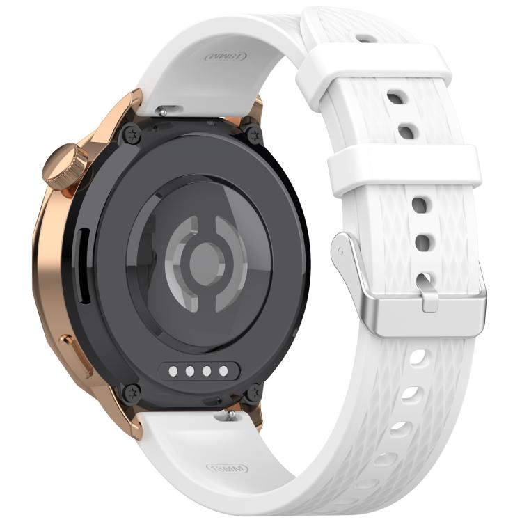 For OnePlus Watch 3 43mm Rhombic Texture Groove Silicone Watch Band(White) by bashfashion