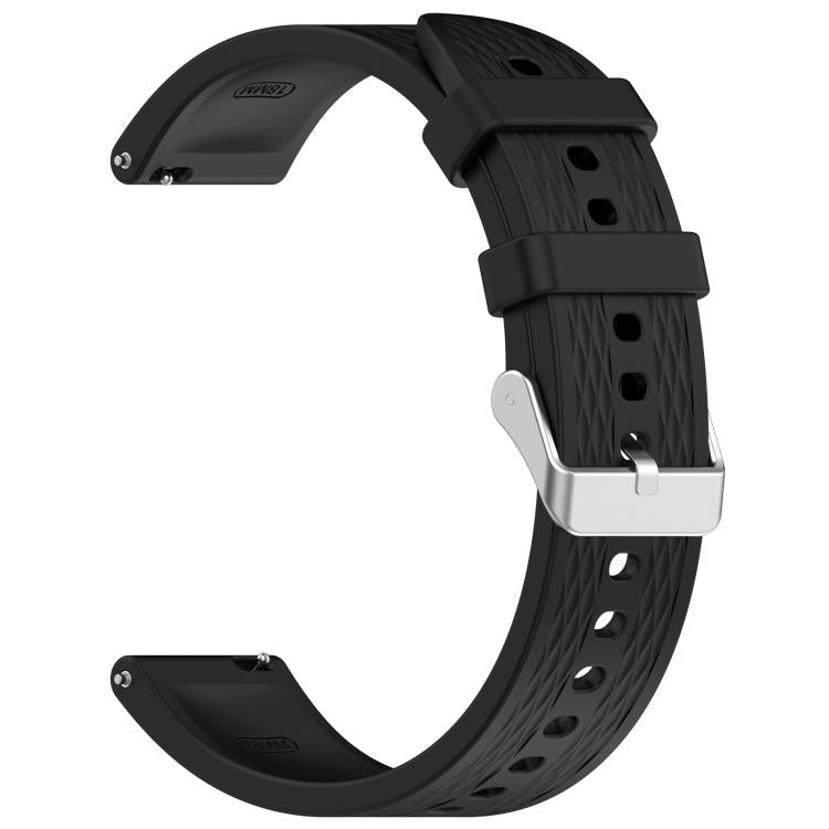 For OnePlus Watch 3 43mm Rhombic Texture Groove Silicone Watch Band(Black) by bashfashion