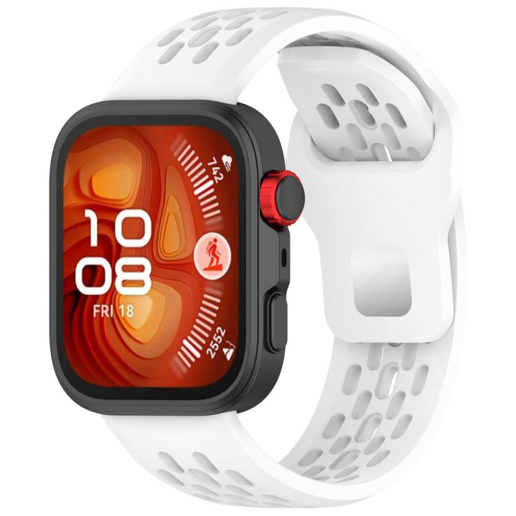 For Huawei Watch Fit4 / Fit4 Pro / Fit3 Mesh Silver Reverse Steel Buckle Silicone Watch Band(White) by bashfashion