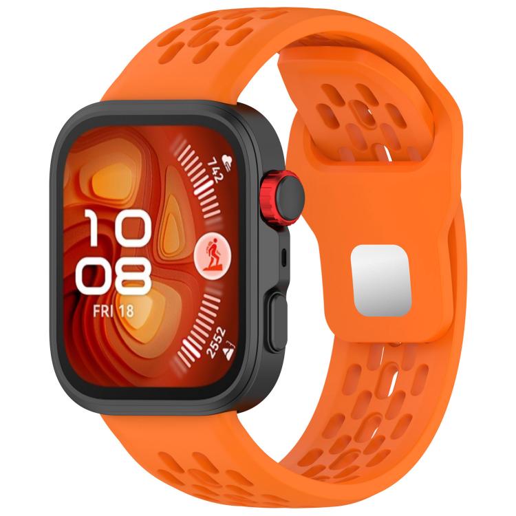 For Huawei Watch Fit4 / Fit4 Pro / Fit3 Mesh Silver Reverse Steel Buckle Silicone Watch Band(Orange) by bashfashion