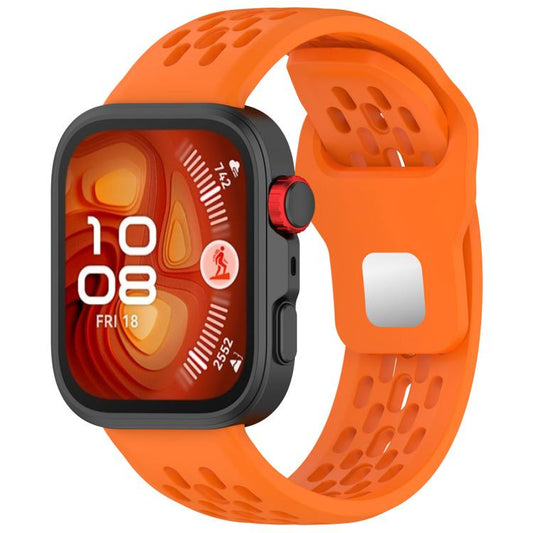 For Huawei Watch Fit4 / Fit4 Pro / Fit3 Mesh Silver Reverse Steel Buckle Silicone Watch Band(Orange) by bashfashion