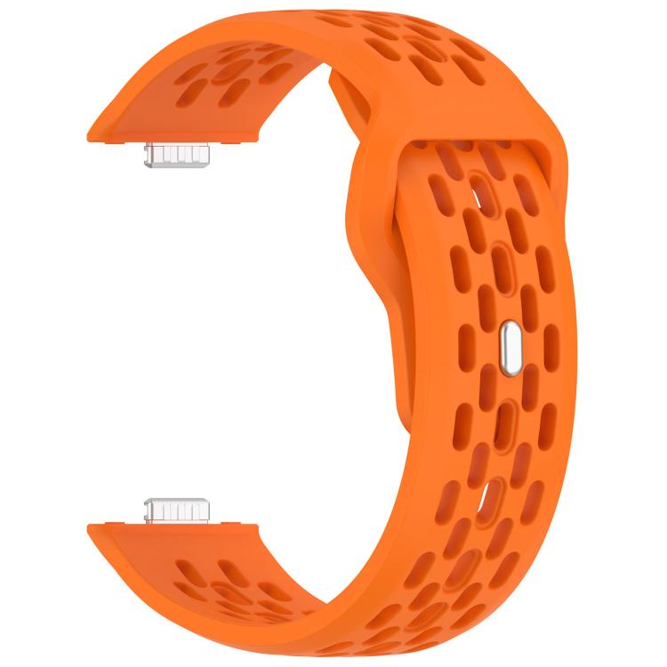 For Huawei Watch Fit4 / Fit4 Pro / Fit3 Mesh Silver Reverse Steel Buckle Silicone Watch Band(Orange) by bashfashion