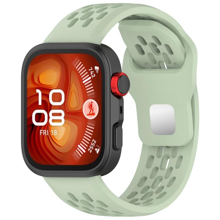 For Huawei Watch Fit4 / Fit4 Pro / Fit3 Mesh Silver Reverse Steel Buckle Silicone Watch Band(Green) by bashfashion