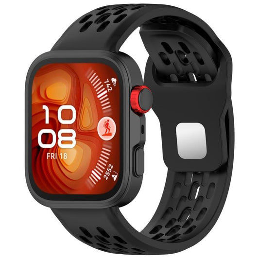 For Huawei Watch Fit4 / Fit4 Pro / Fit3 Mesh Silver Reverse Steel Buckle Silicone Watch Band(Black) by bashfashion