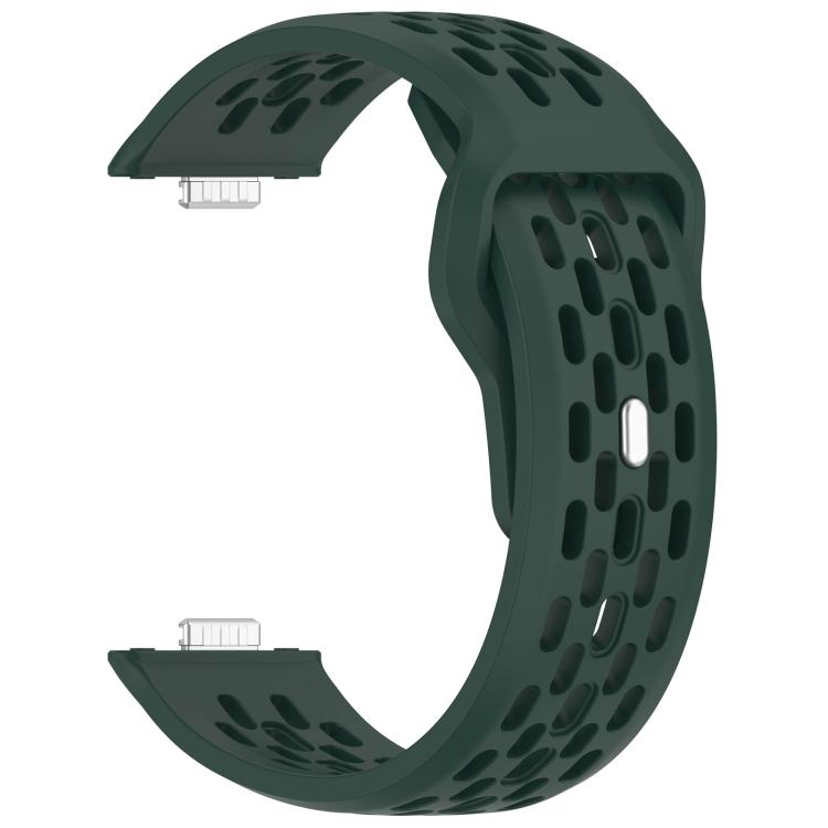 For Huawei Watch Fit4 / Fit4 Pro / Fit3 Mesh Silver Reverse Steel Buckle Silicone Watch Band(Dark Green) by bashfashion