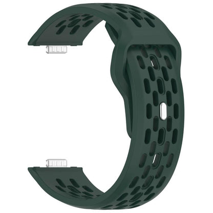 For Huawei Watch Fit4 / Fit4 Pro / Fit3 Mesh Silver Reverse Steel Buckle Silicone Watch Band(Dark Green) by bashfashion