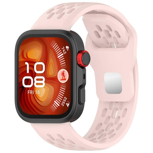 For Huawei Watch Fit4 / Fit4 Pro / Fit3 Mesh Silver Reverse Steel Buckle Silicone Watch Band(Light Pink) by bashfashion