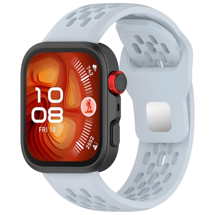 For Huawei Watch Fit4 / Fit4 Pro / Fit3 Mesh Silver Reverse Steel Buckle Silicone Watch Band(Light Blue) by bashfashion