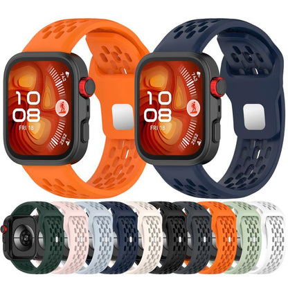 For Huawei Watch Fit4 / Fit4 Pro / Fit3 Mesh Silver Reverse Steel Buckle Silicone Watch Band(Starlight) by bashfashion