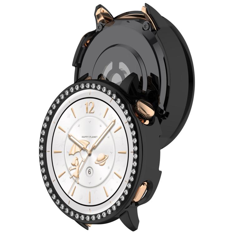 For OnePlus Watch 3 43mm Single Row Diamond Half Coverage Hollow PC Watch Protective Cover(Black) by bashfashion