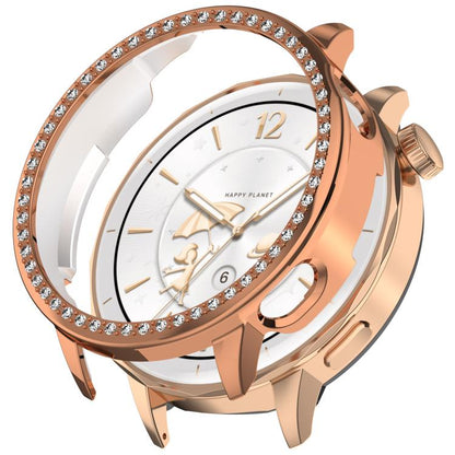 For OnePlus Watch 3 43mm Single Row Diamond Half Coverage Hollow PC Watch Protective Cover(Rose Gold) by bashfashion