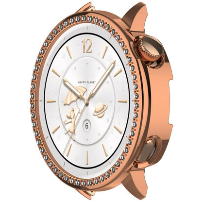 For OnePlus Watch 3 43mm Single Row Diamond Half Coverage Hollow PC Watch Protective Cover(Rose Gold) by bashfashion