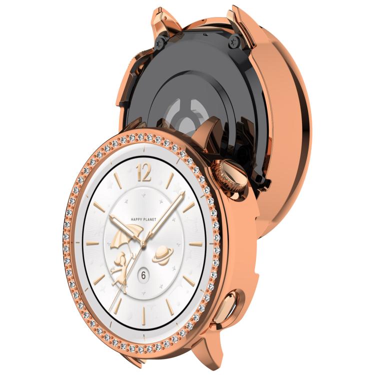 For OnePlus Watch 3 43mm Single Row Diamond Half Coverage Hollow PC Watch Protective Cover(Rose Gold) by bashfashion