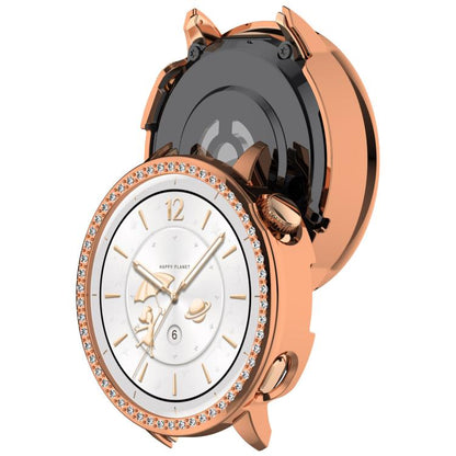 For OnePlus Watch 3 43mm Single Row Diamond Half Coverage Hollow PC Watch Protective Cover(Rose Gold) by bashfashion