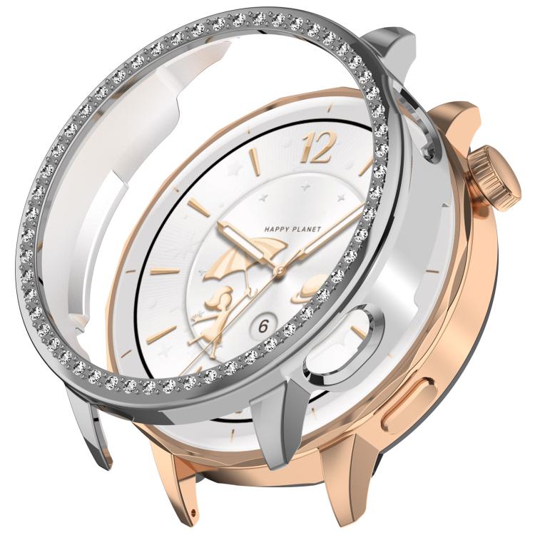 For OnePlus Watch 3 43mm Single Row Diamond Half Coverage Hollow PC Watch Protective Cover(Silver) by bashfashion