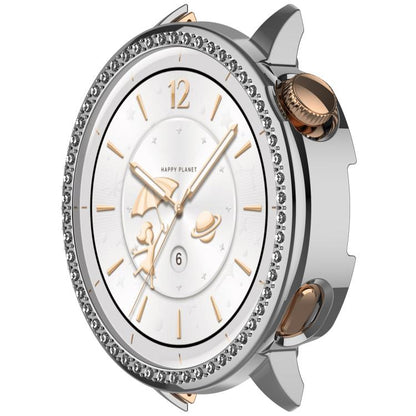 For OnePlus Watch 3 43mm Single Row Diamond Half Coverage Hollow PC Watch Protective Cover(Silver) by bashfashion