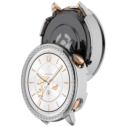 For OnePlus Watch 3 43mm Single Row Diamond Half Coverage Hollow PC Watch Protective Cover(Silver) by bashfashion