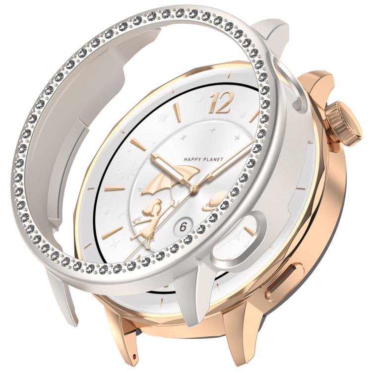 For OnePlus Watch 3 43mm Single Row Diamond Half Coverage Hollow PC Watch Protective Cover(Glossy Starlight Color) by bashfashion