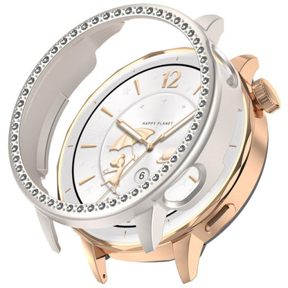 For OnePlus Watch 3 43mm Single Row Diamond Half Coverage Hollow PC Watch Protective Cover(Glossy Starlight Color) by bashfashion