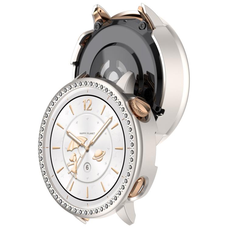 For OnePlus Watch 3 43mm Single Row Diamond Half Coverage Hollow PC Watch Protective Cover(Glossy Starlight Color) by bashfashion