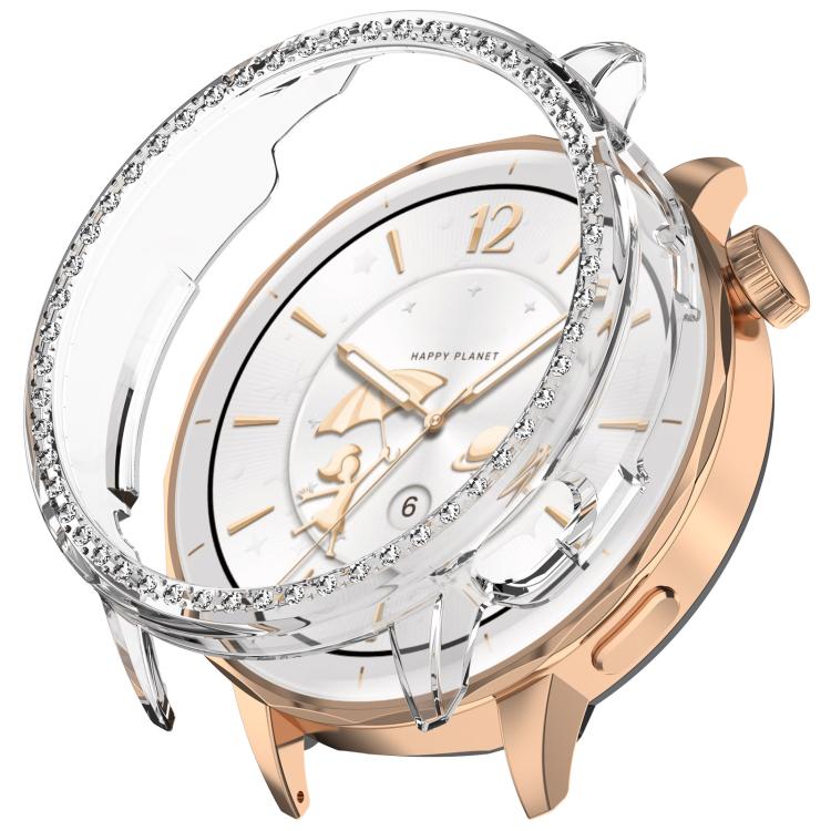 For OnePlus Watch 3 43mm Single Row Diamond Half Coverage Hollow PC Watch Protective Cover(Transparency) by bashfashion